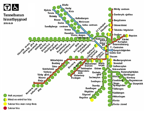 SL T-baneuppgångar med hissar